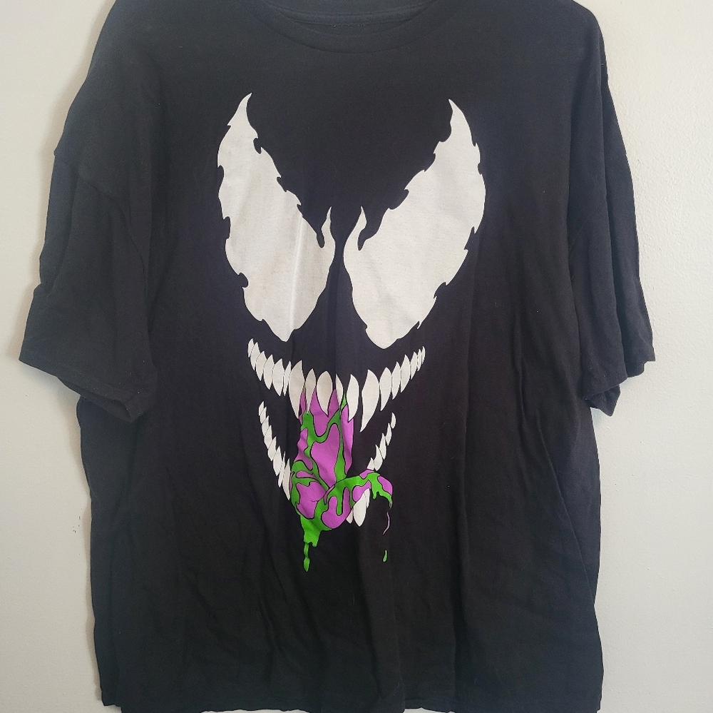 Marvel Comics Venom Tongue Shirt Mens 3XL Black Graphic Short Sleeve‎ Tee Cotton